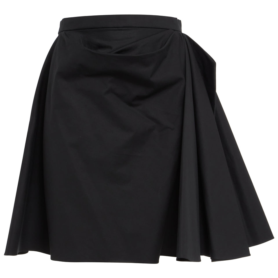 Flared mini skirt in black cotton