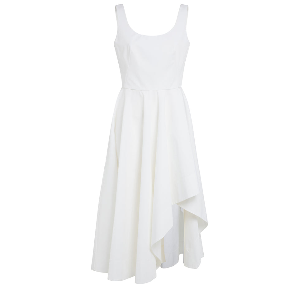 Asymmetrical dress in white fabric
