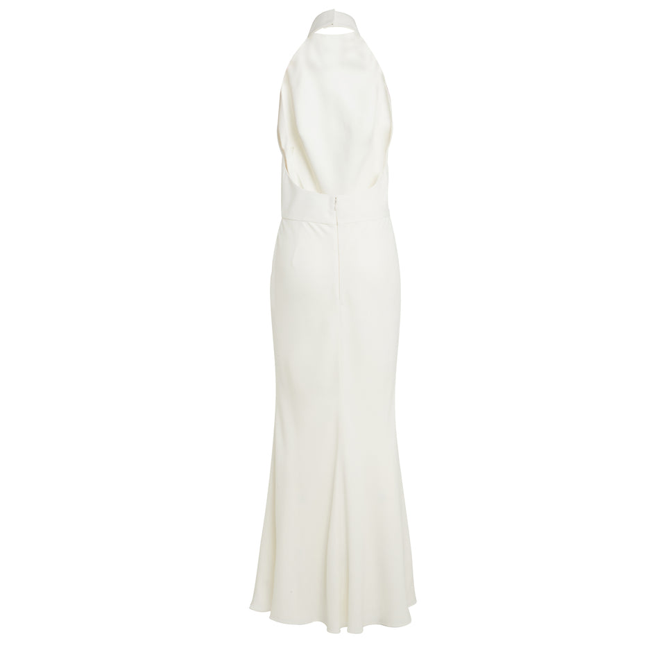 Long dress in white fabric