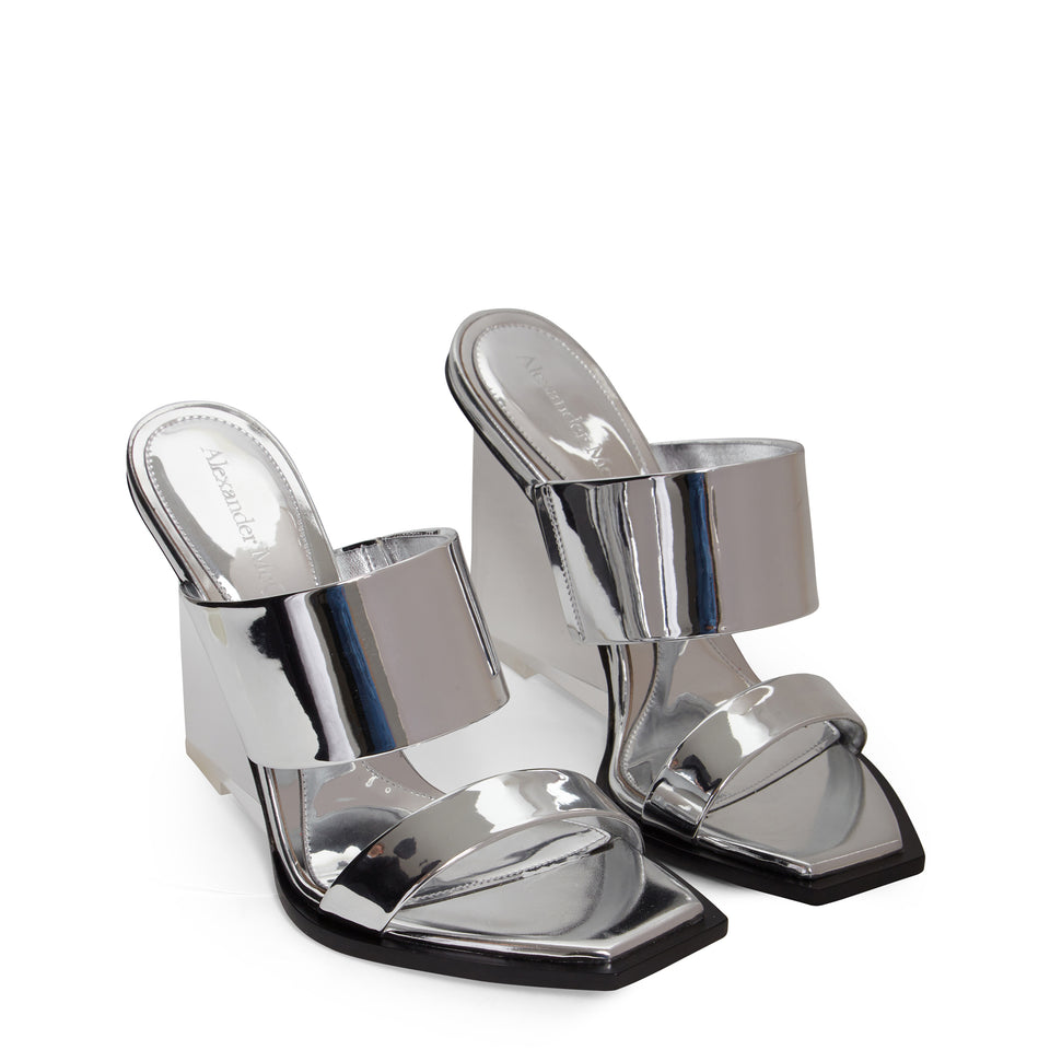Silver leather ''Shard'' sandals