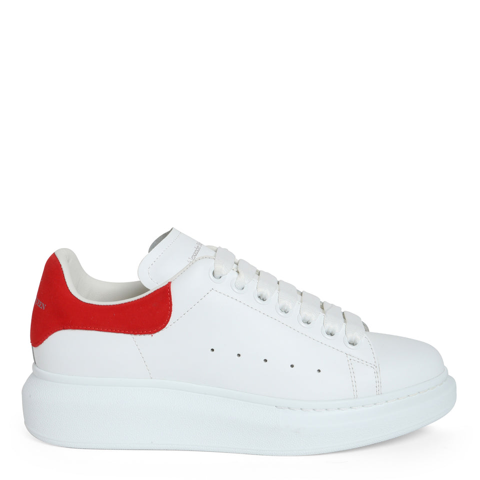 Oversized sneakers in white and red leather