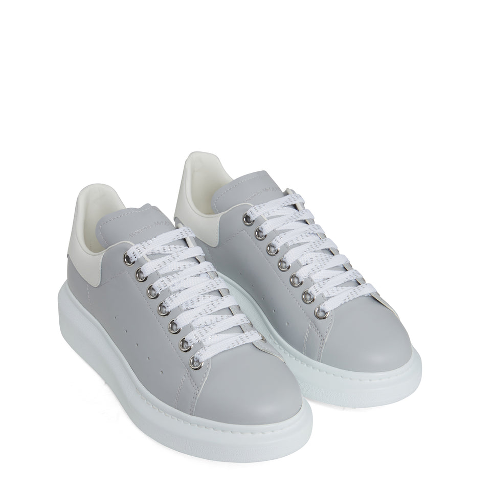 Gray leather oversized sneakers