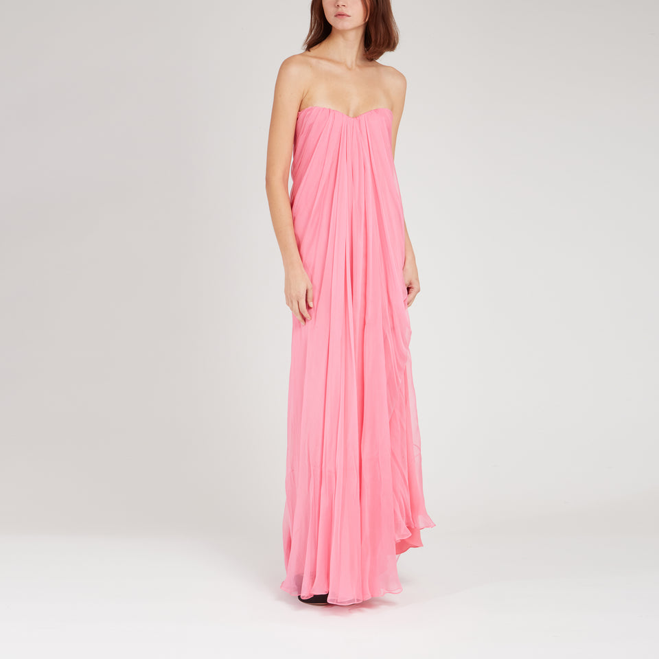 Pink silk long dress