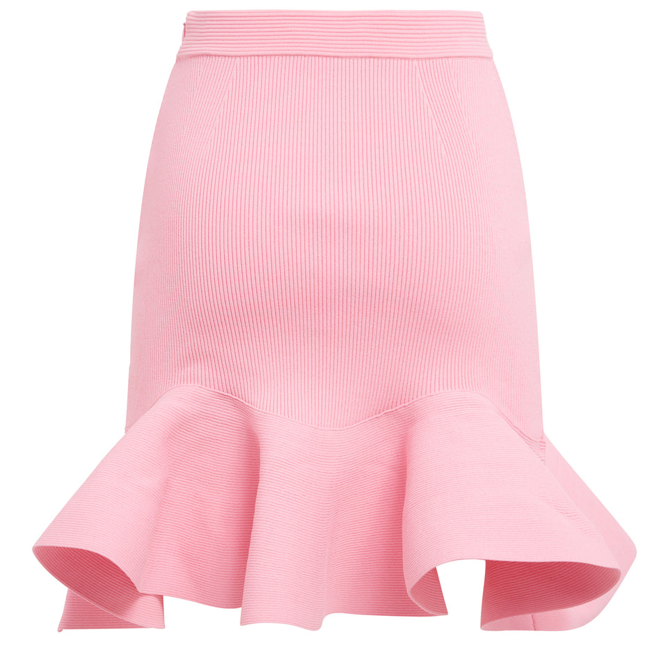 Pink stretch midi skirt