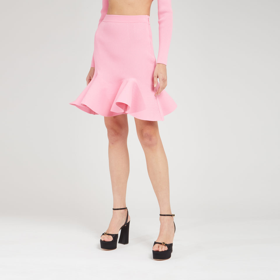 Pink stretch midi skirt