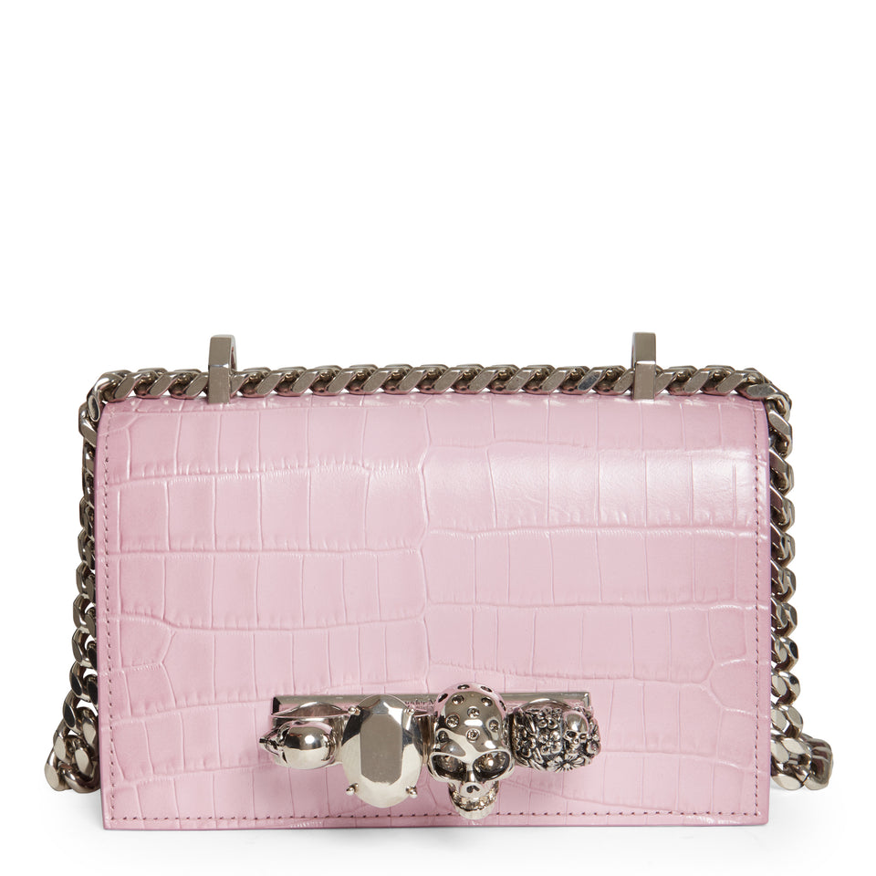 Pink leather mini ''Jewelled Satchel'' bag