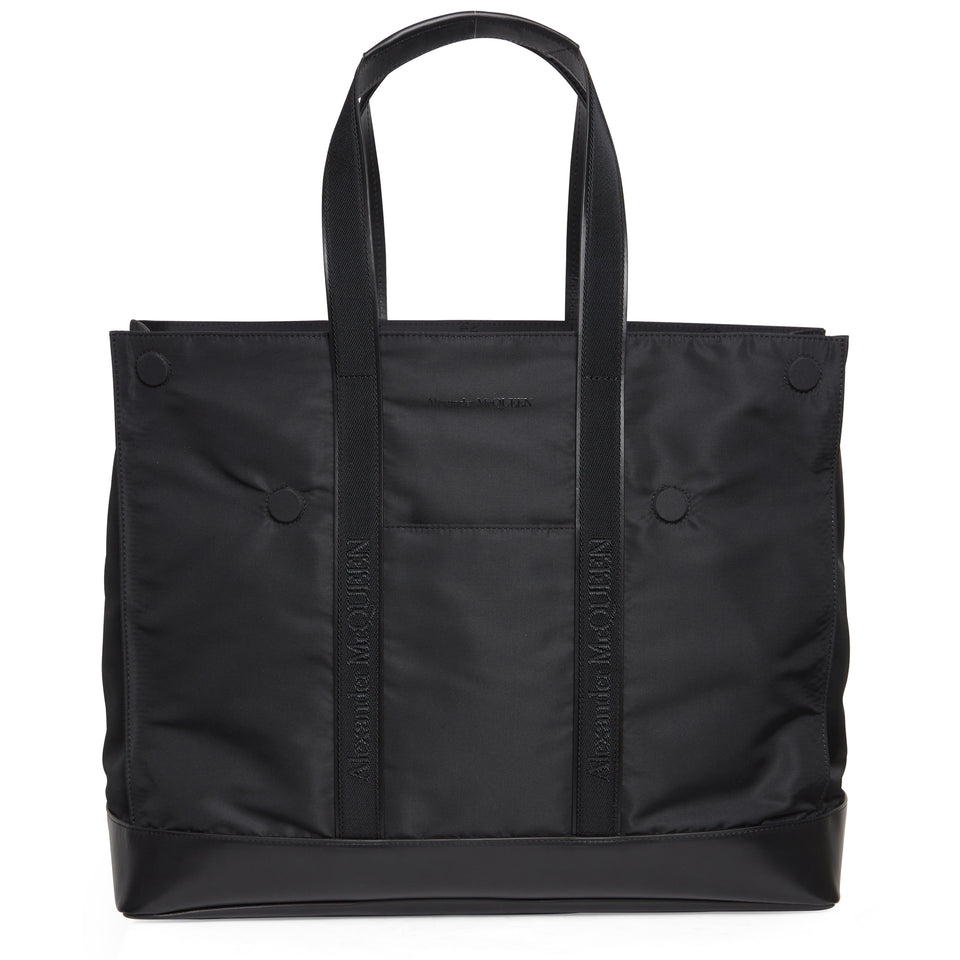 Black nylon shopping bag