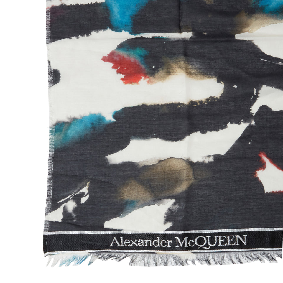 ''Graffiti Watercolor'' scarf in multicolor cotton