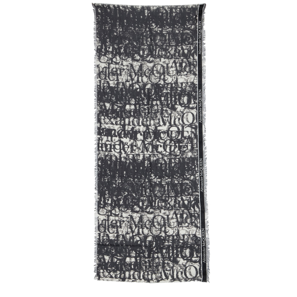 Black and white fabric scarf