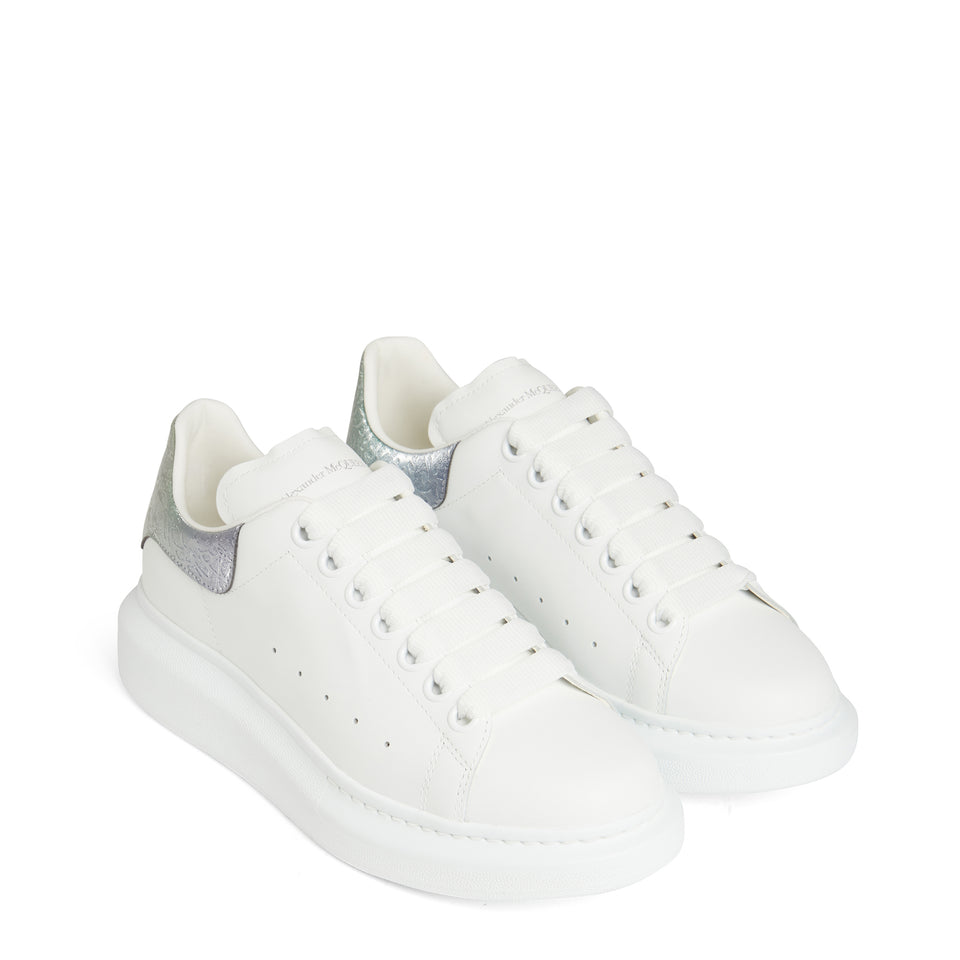 Oversized sneakers in white leather