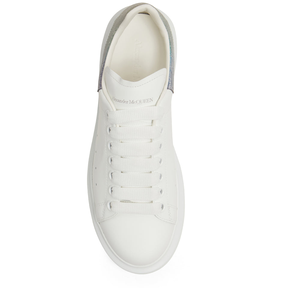 Oversized sneakers in white leather