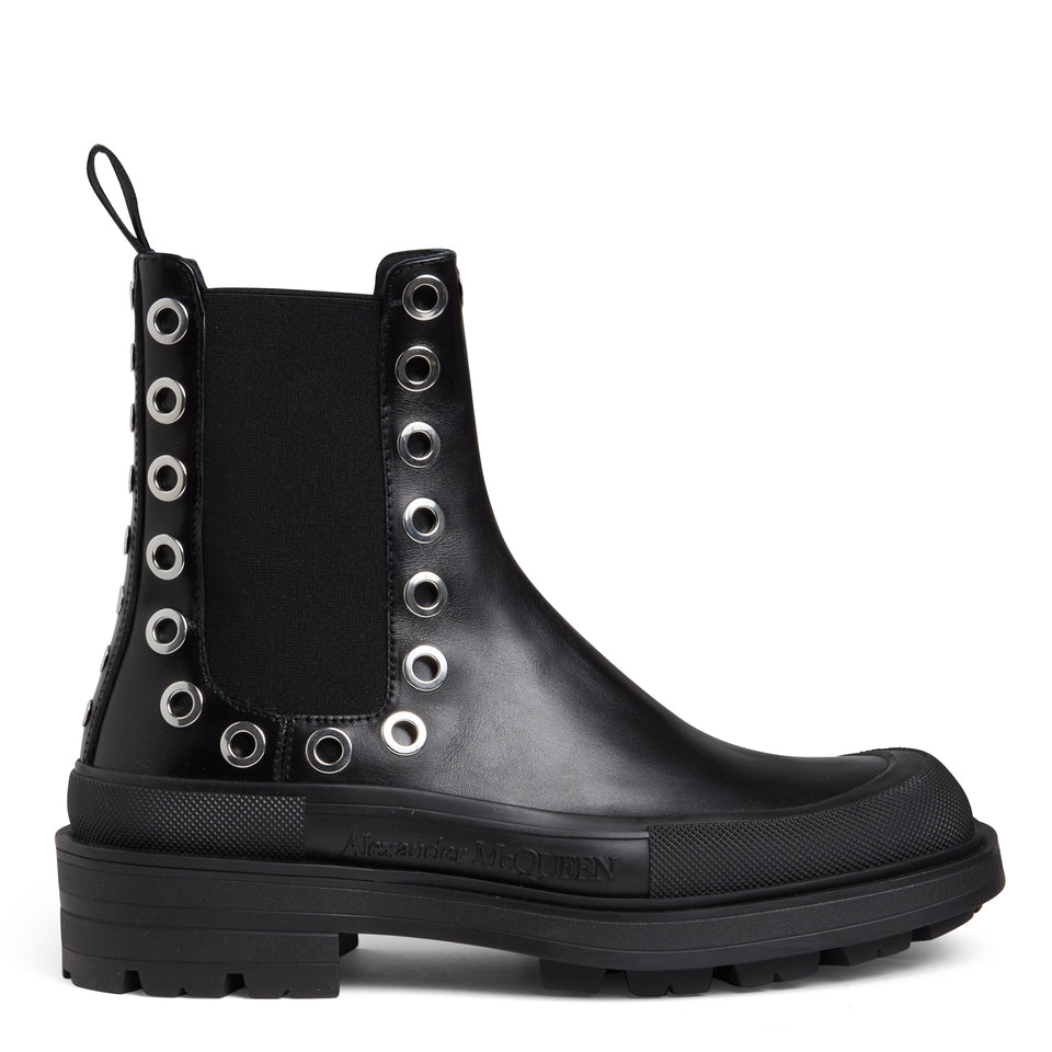 Stack chelsea ankle boot in black leather