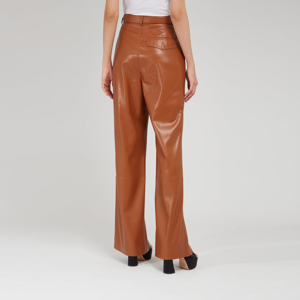 Pantalone "Basha" in ecopelle marrone
