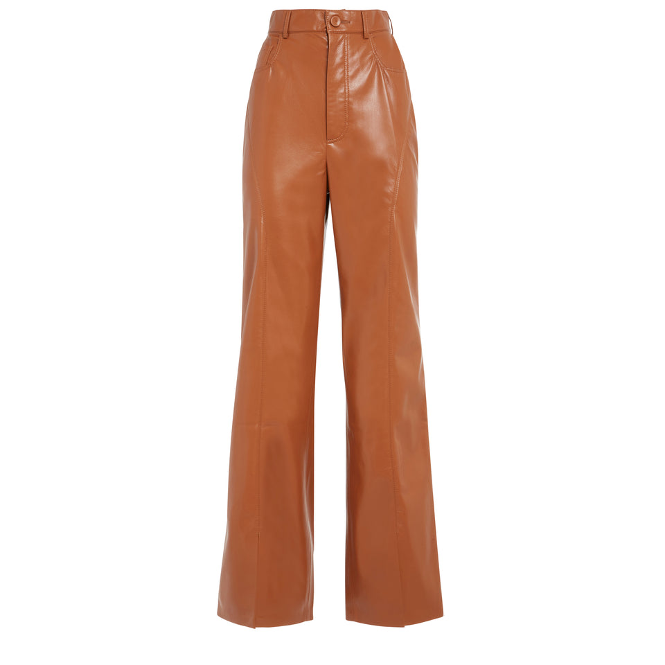 Brown faux leather "Basha" pants