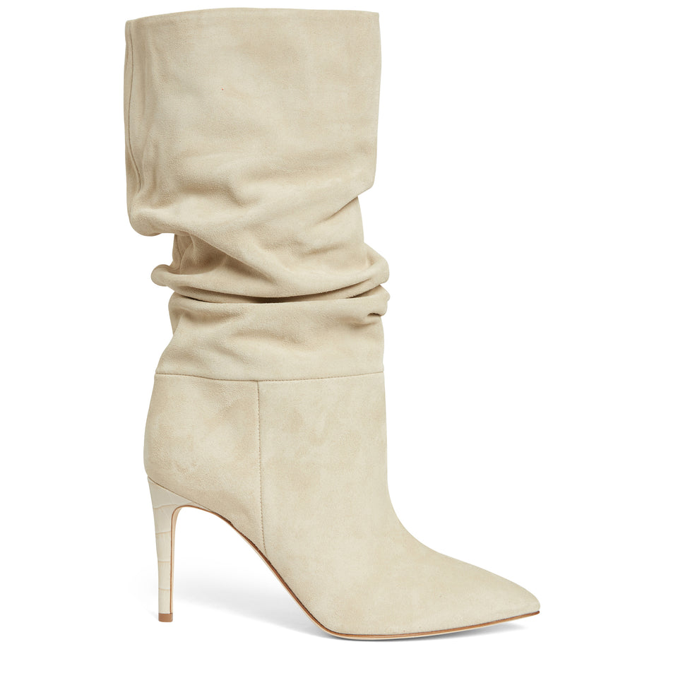Beige suede "Slouchy" ankle boot