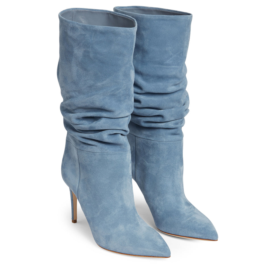 Blue suede "Slouchy" ankle boot