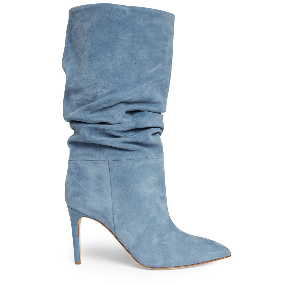 Stivaletto "Slouchy" in suede blu