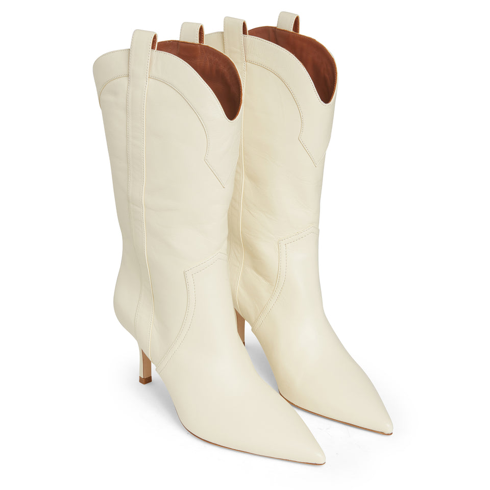 White leather "Paloma" ankle boot