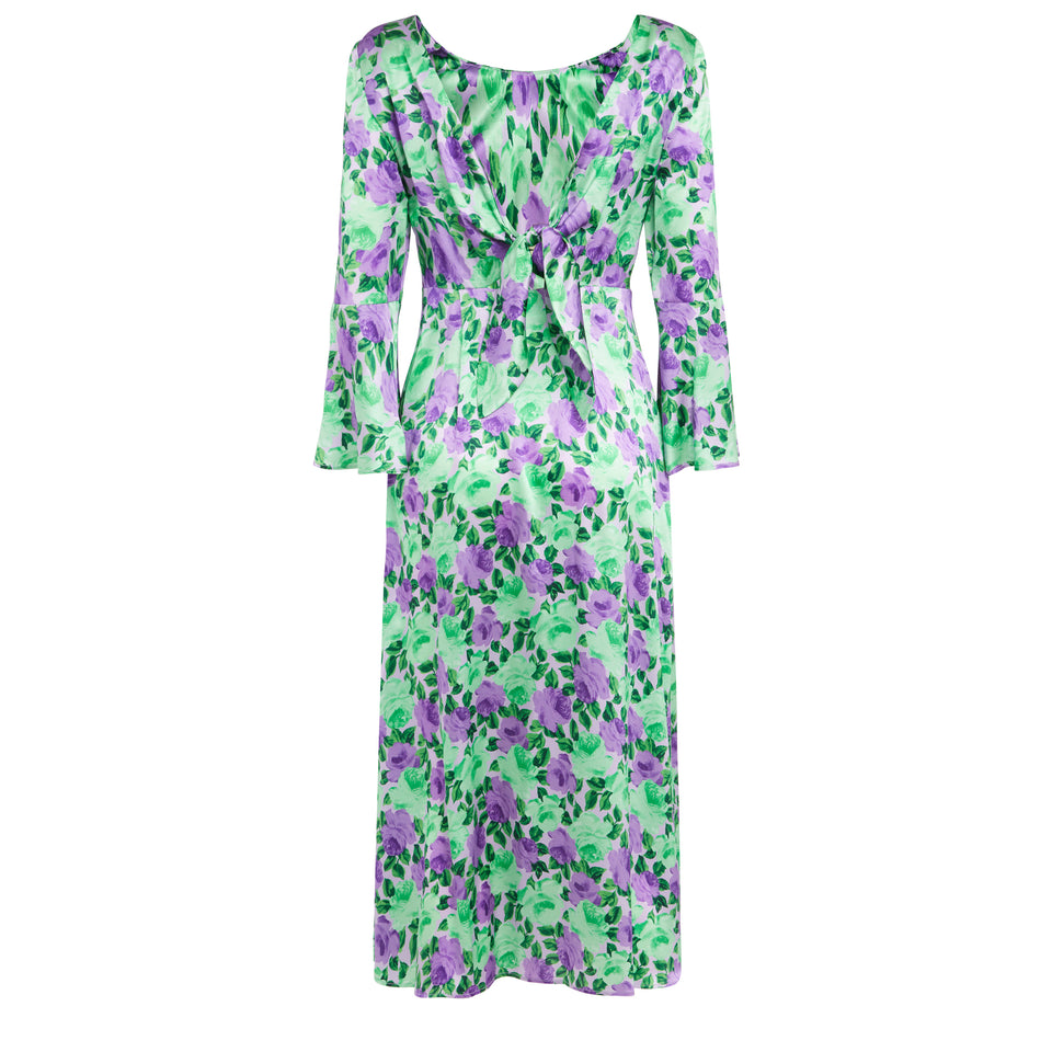''Sorry'' floral dress in multicolor silk