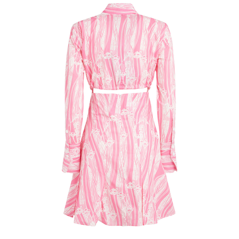 Pink fabric midi dress