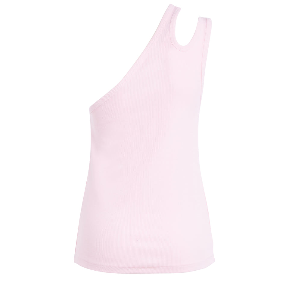 Pink cotton one-shoulder top