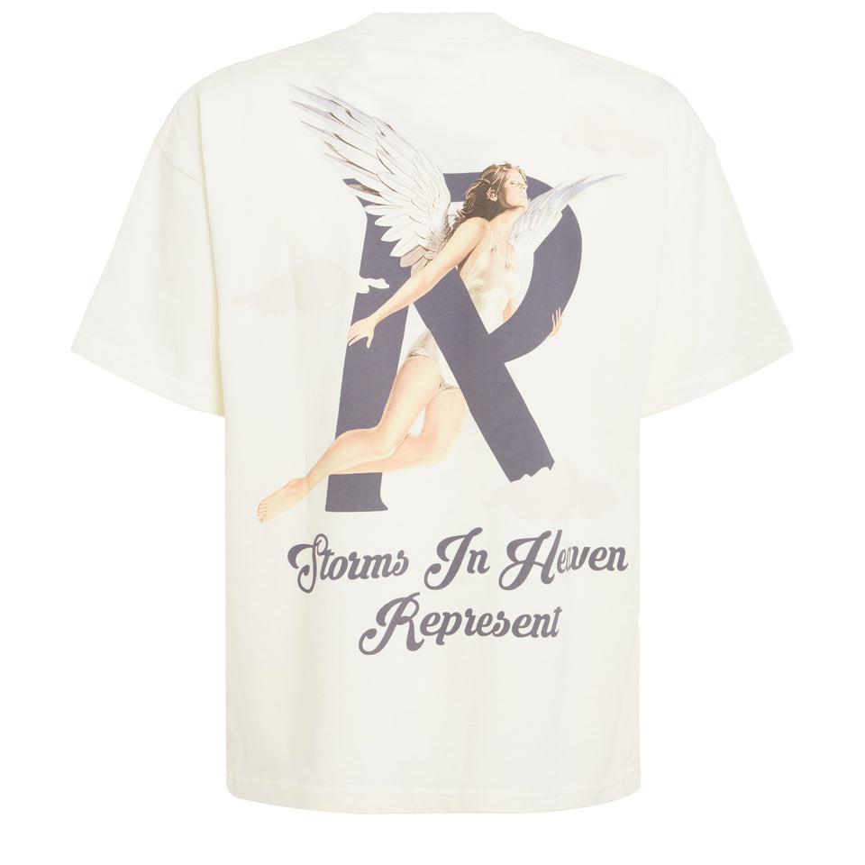 T-shirt ''Storms in Heaven'' in cotone bianca