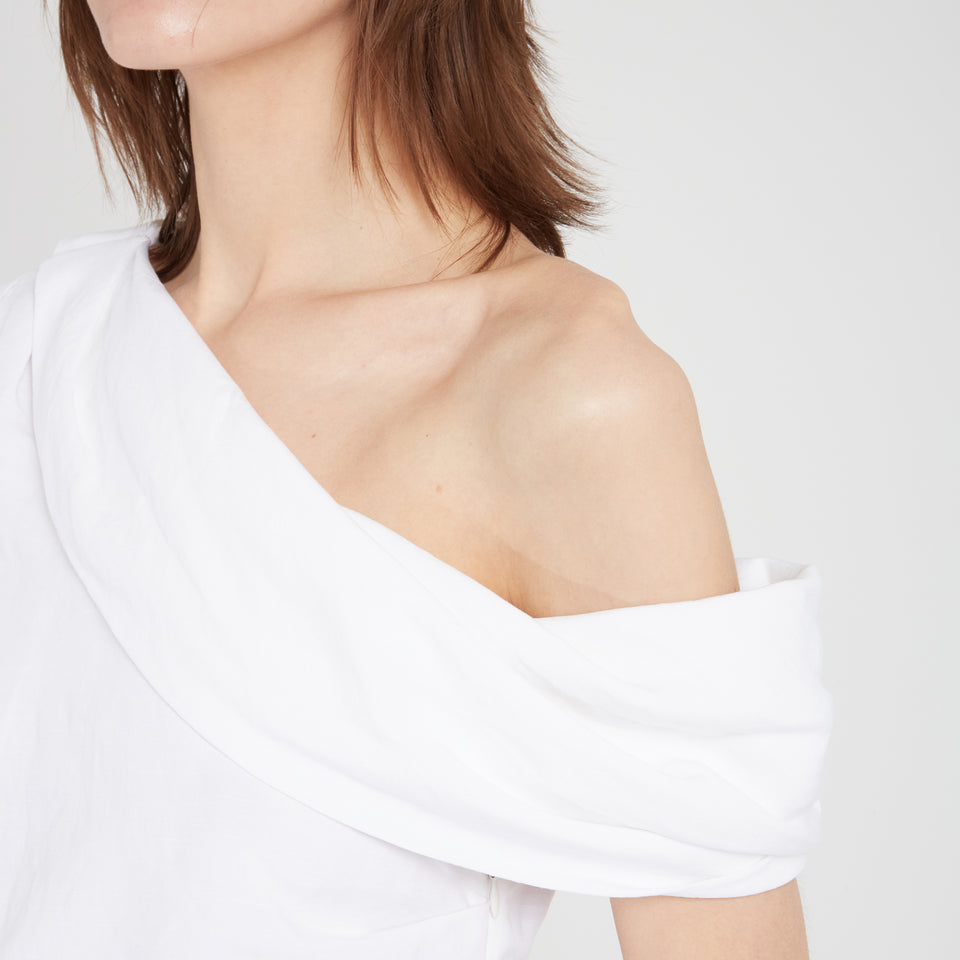 One shoulder top in white cotton