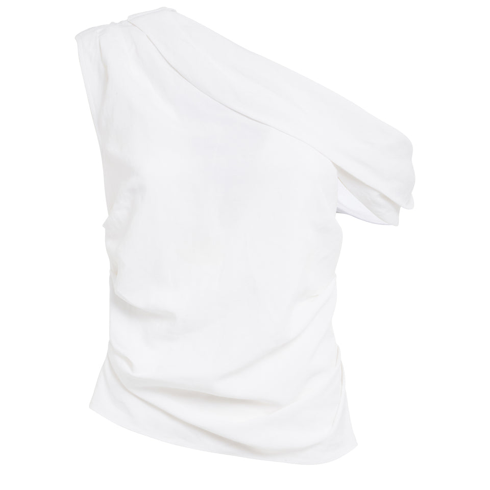 One shoulder top in white cotton