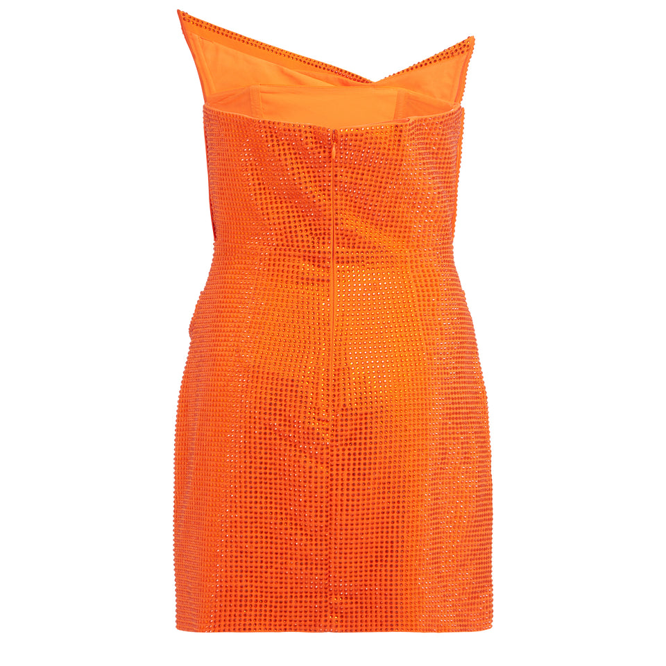Mini abito in tessuto arancione