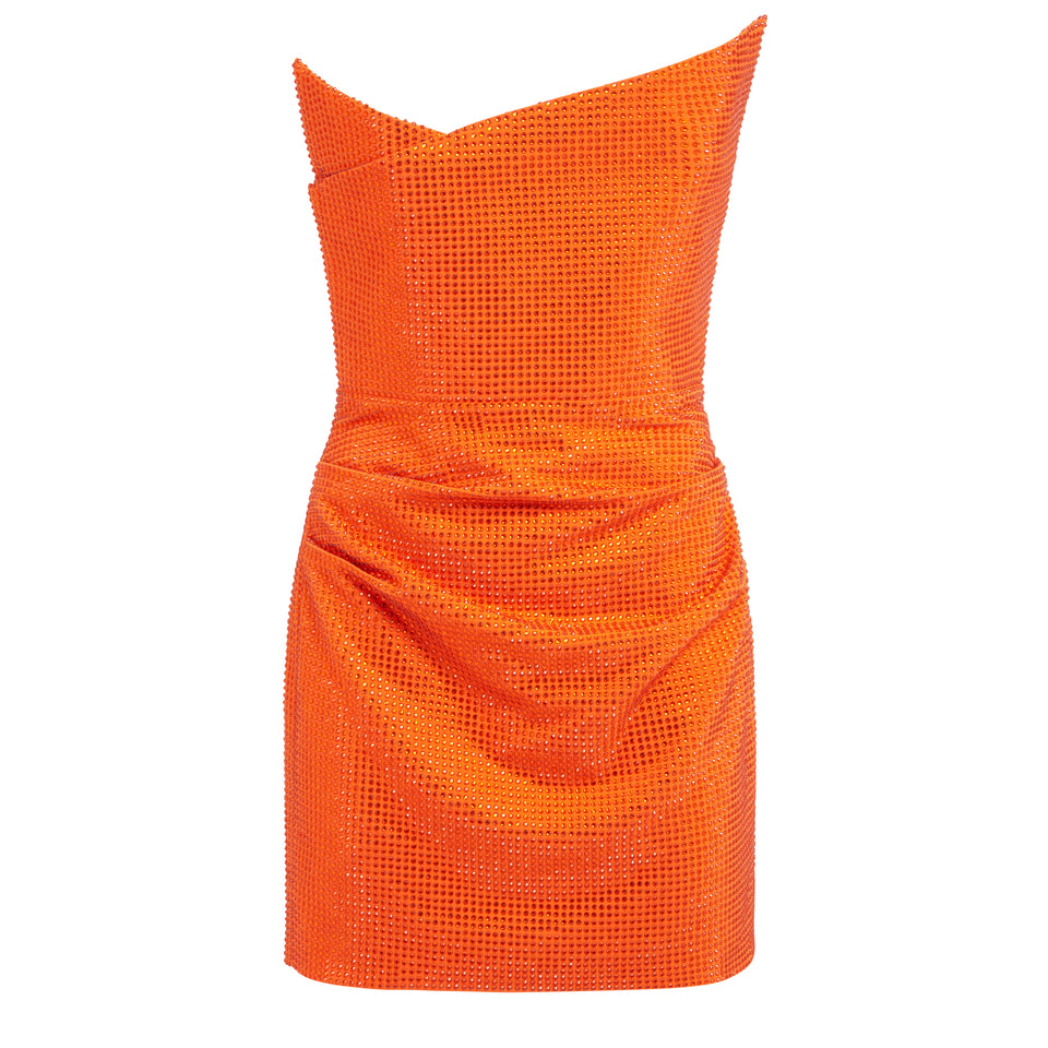 Mini abito in tessuto arancione