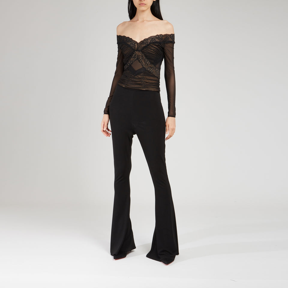 Top in pizzo nero