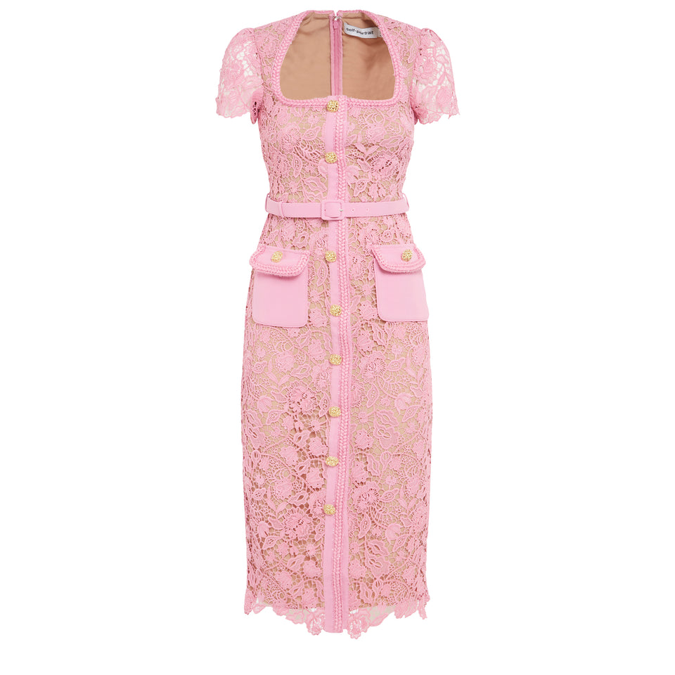 Pink lace long dress