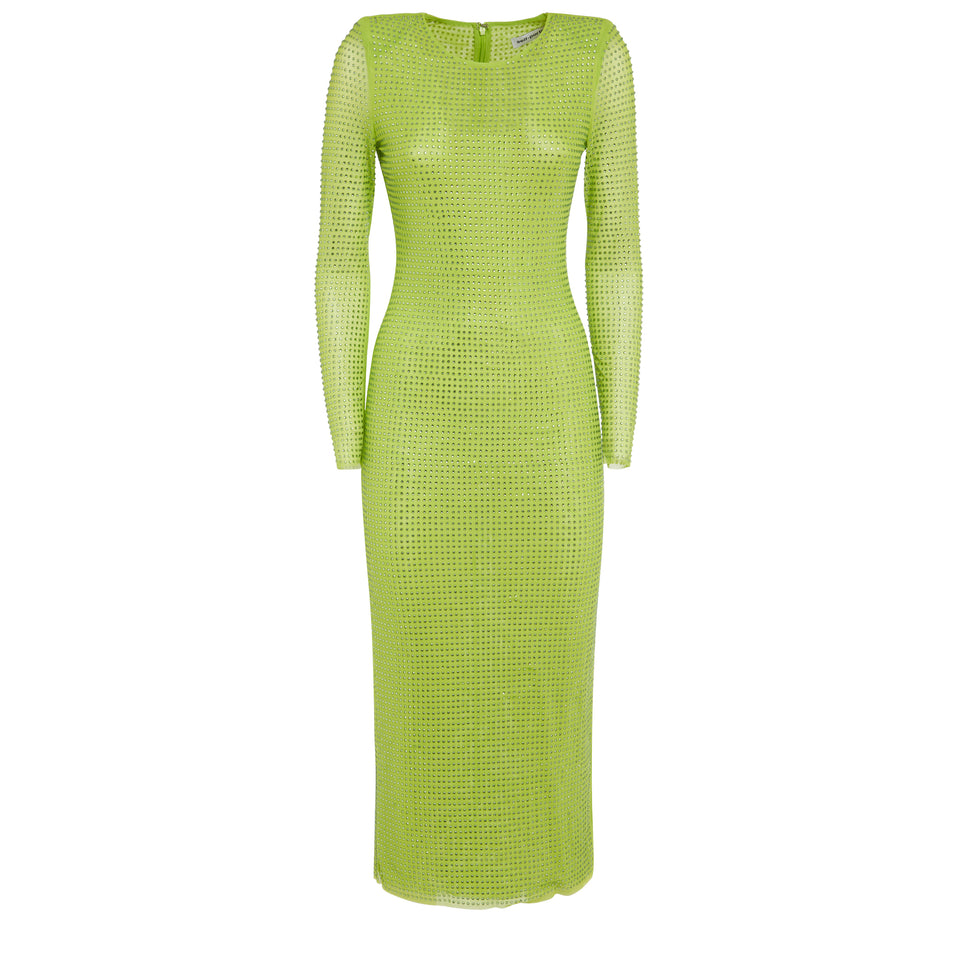 Long dress ''GG'' in green fabric