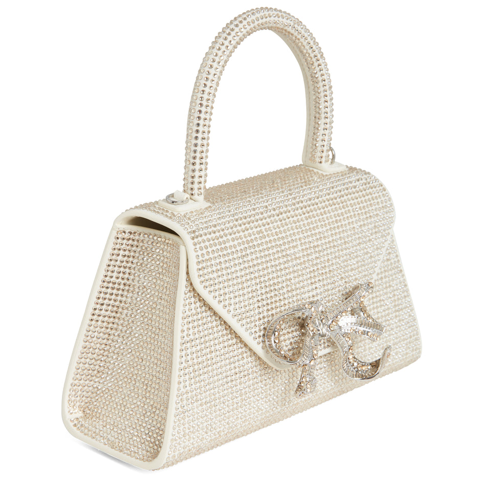 Small ''The Bow'' bag in beige fabric