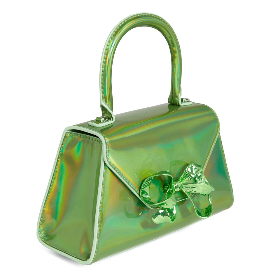 Small ''The Bow'' bag in green patent leather