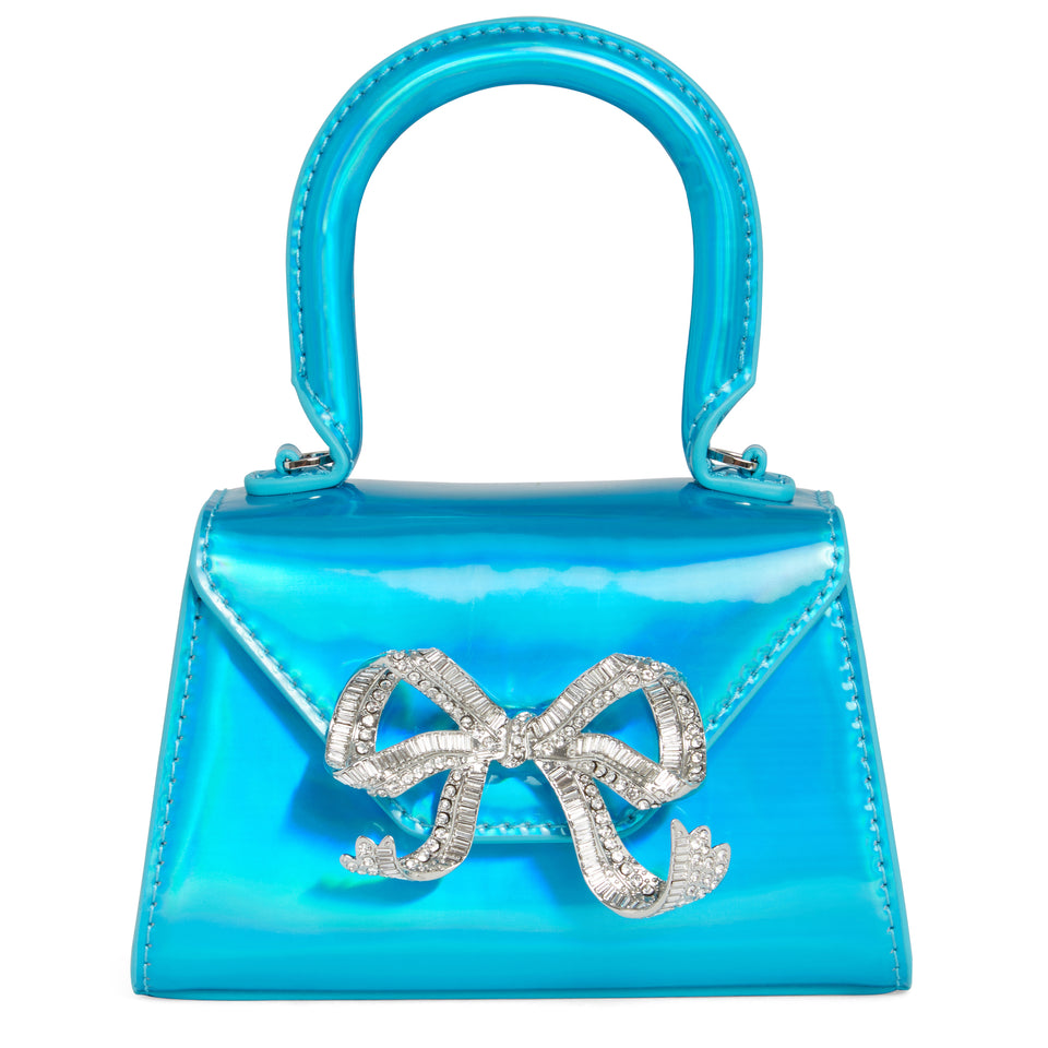 Borsa mini ''The Bow'' in vernice azzurra