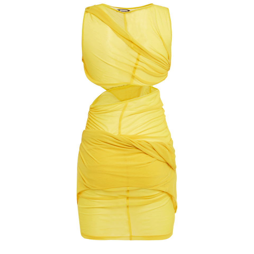 Dress in yellow fabric