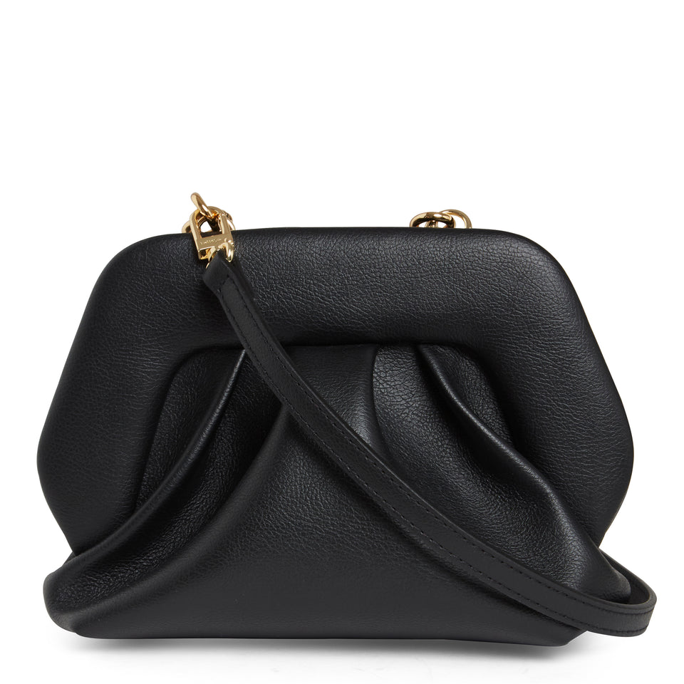 Black faux leather ''Gea Apple Linen'' bag