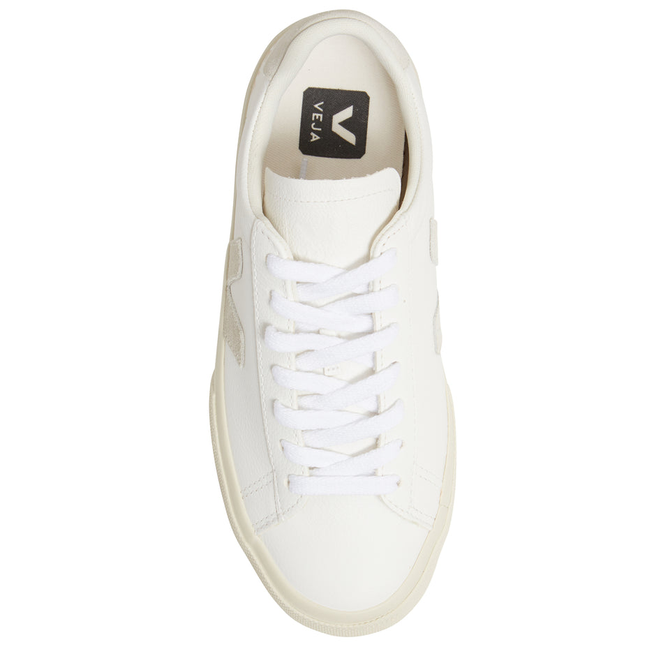 Sneakers ''Chromefree'' in pelle bianca e beige