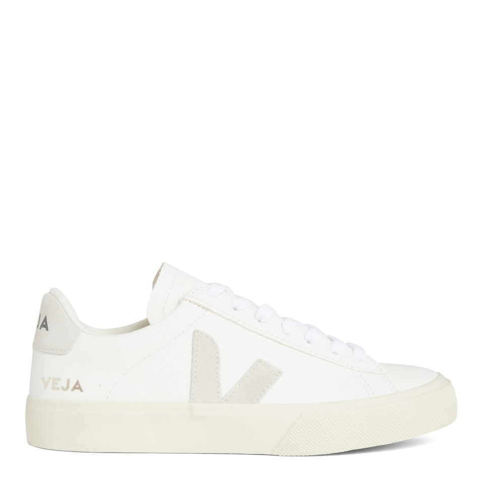 ''Chromefree'' sneakers in white and beige leather