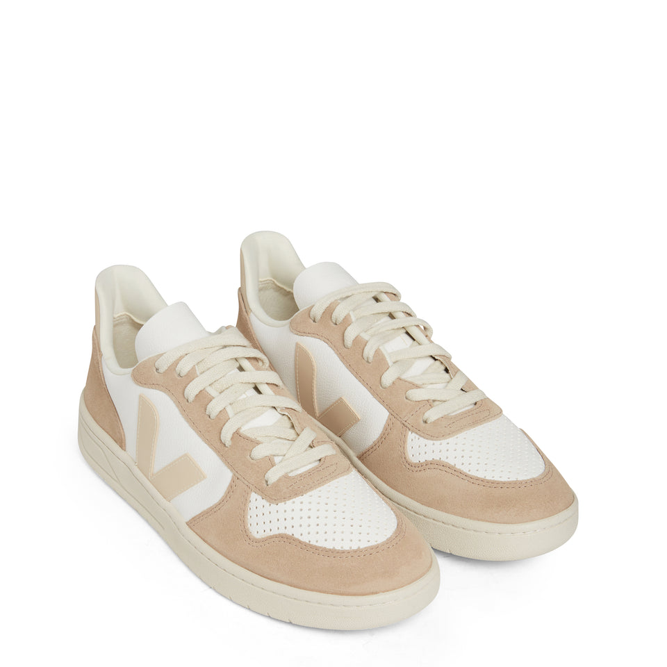 White and beige leather ''Chromefree'' sneakers