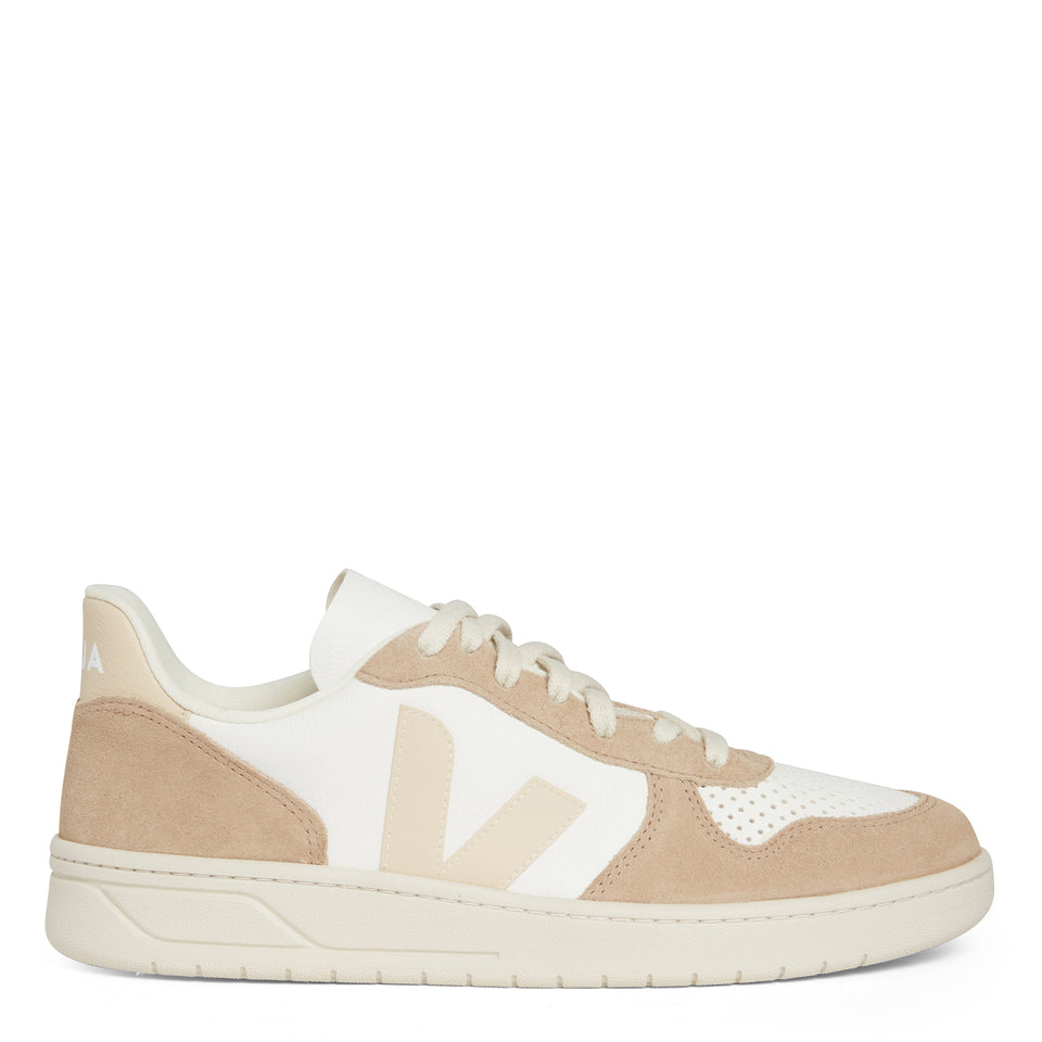 White and beige leather ''Chromefree'' sneakers