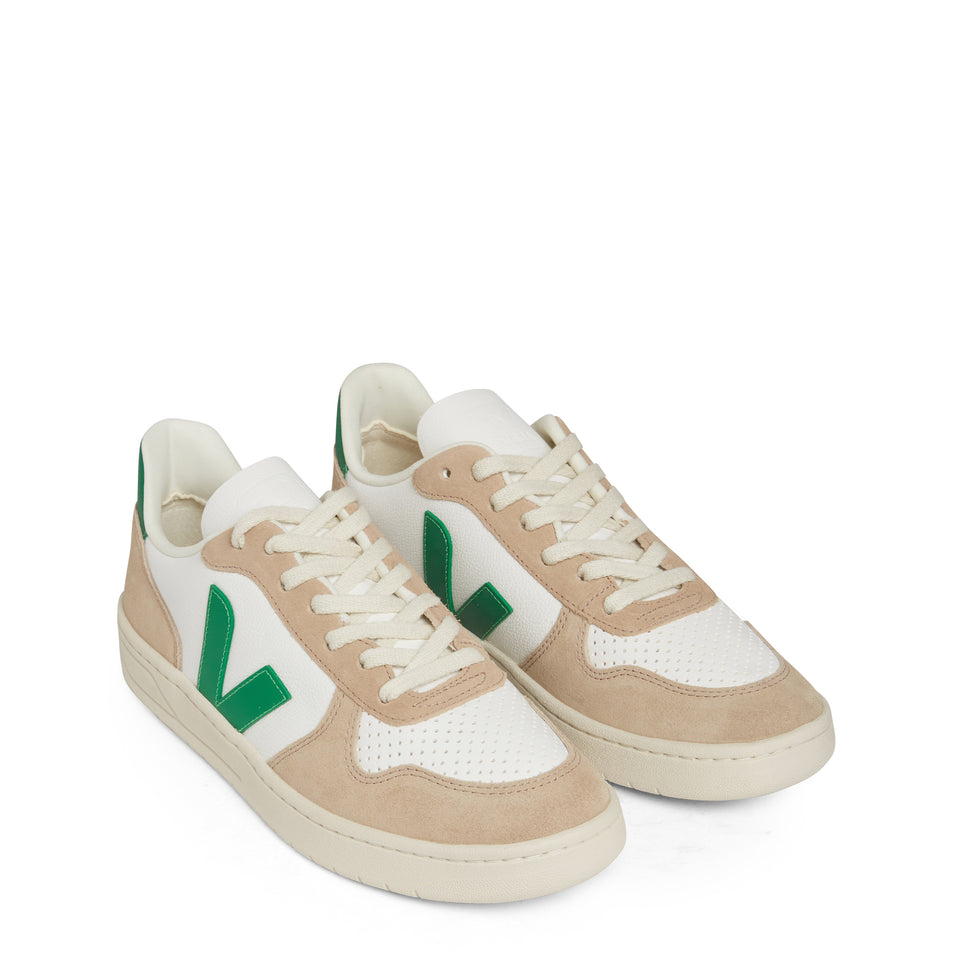 White and green leather ''Chromefree'' sneakers