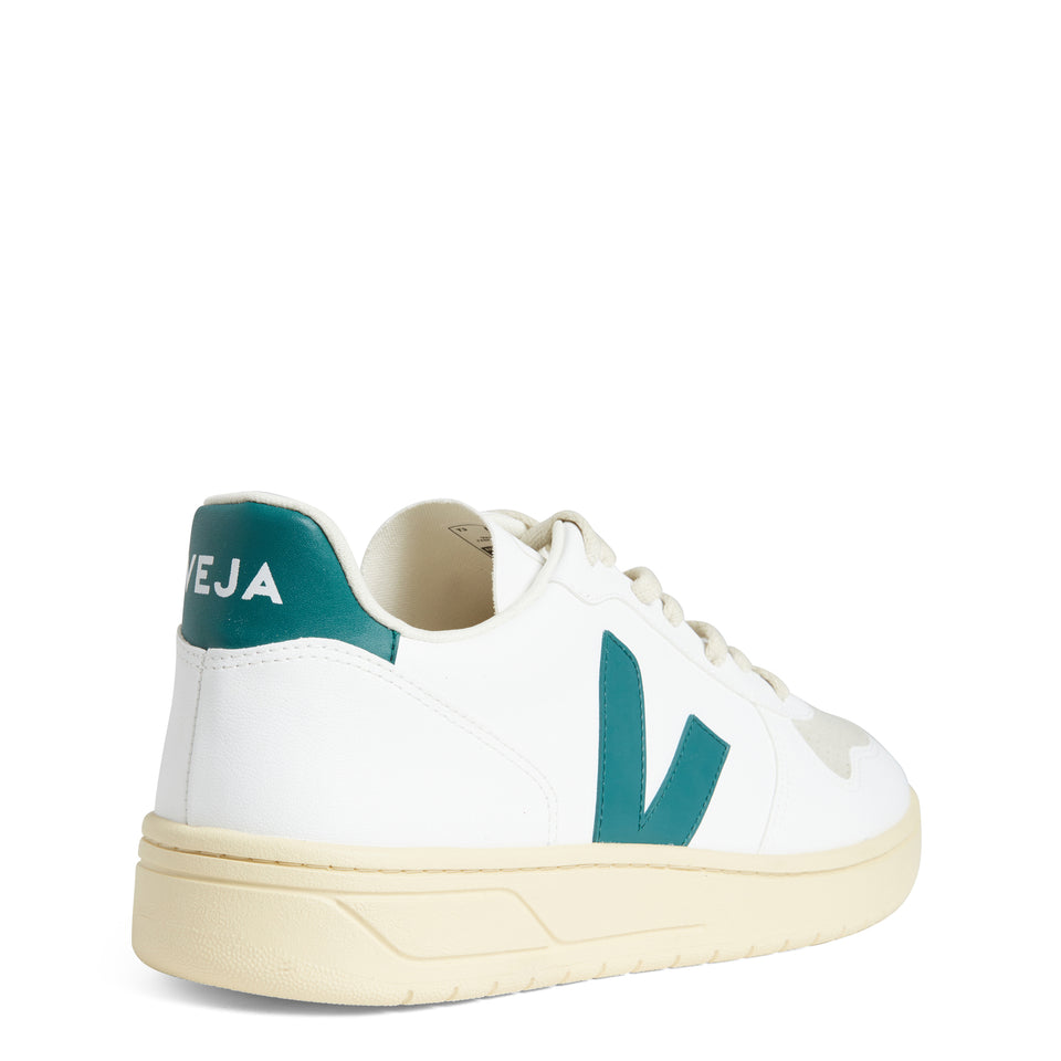 Sneakers ''V-10'' in pelle bianca e verde