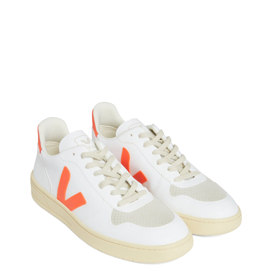Sneakers ''Chromefree'' in pelle bianca e arancione