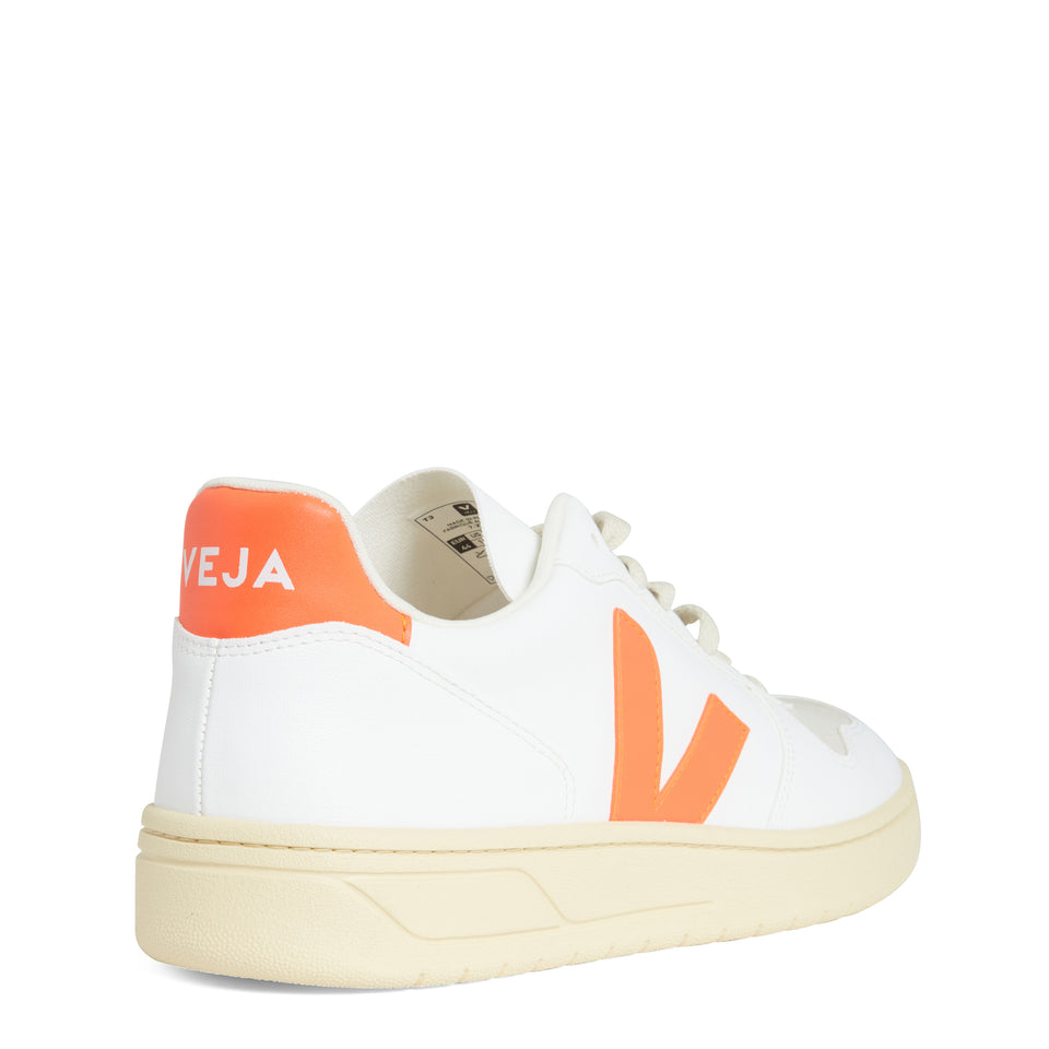 Sneakers ''Chromefree'' in pelle bianca e arancione