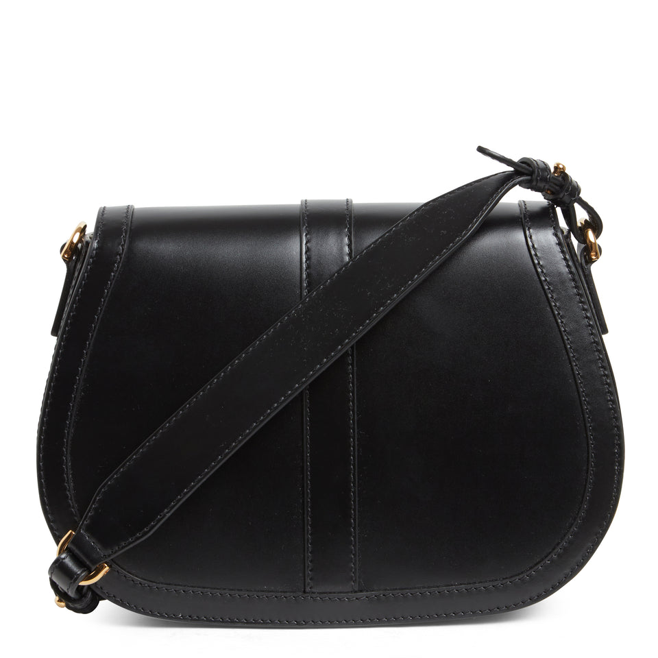 Black leather ''Greca Goddess'' shoulder bag