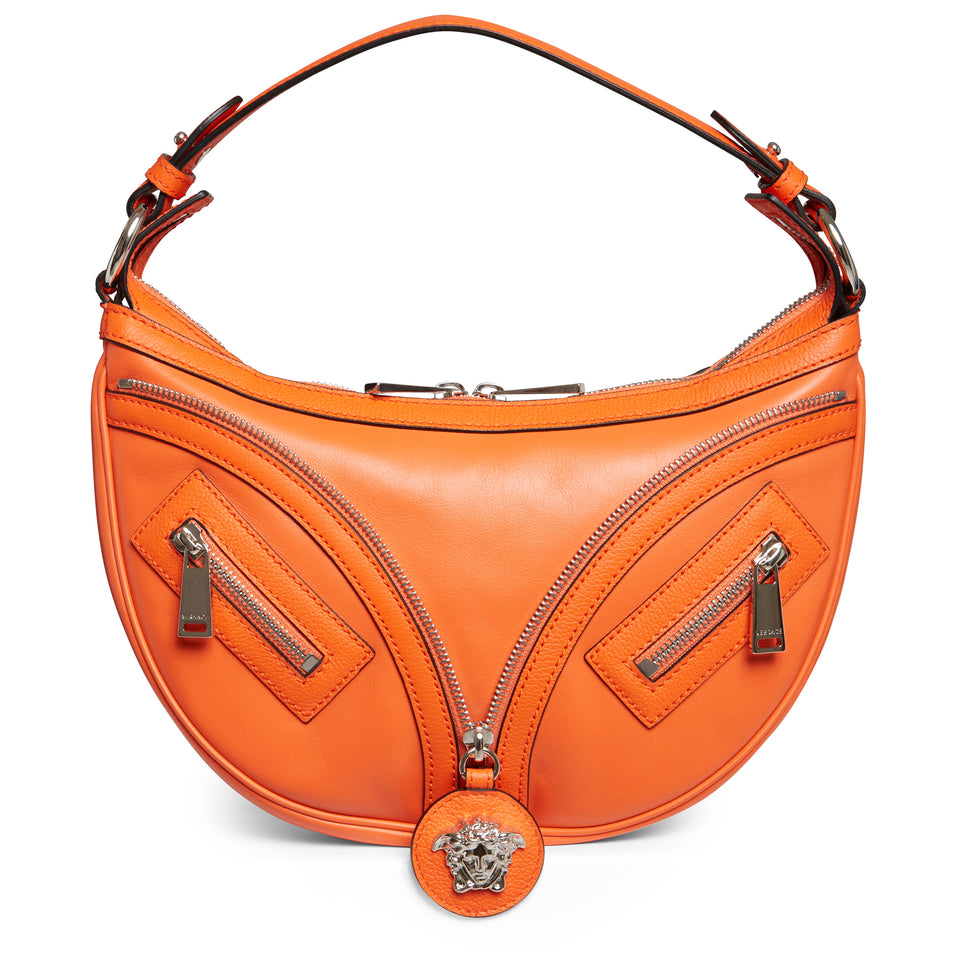 Orange leather ''The Medusa'' shoulder bag