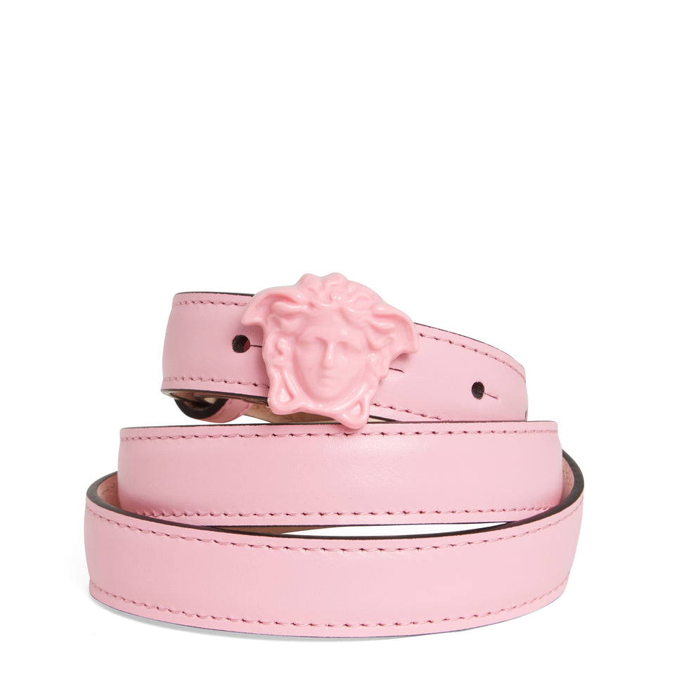 Pink leather ''Medusa'' belt