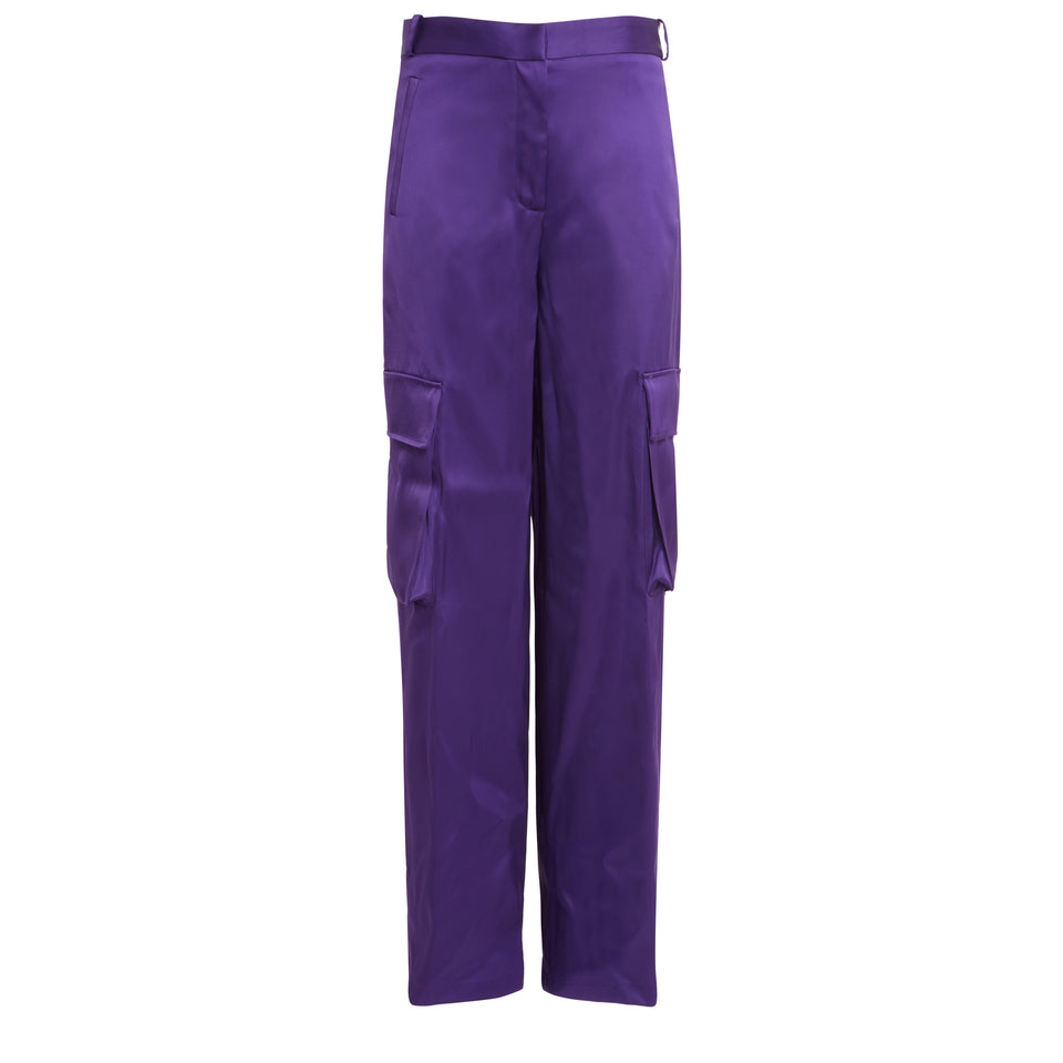 Pantaloni cargo in tessuto viola